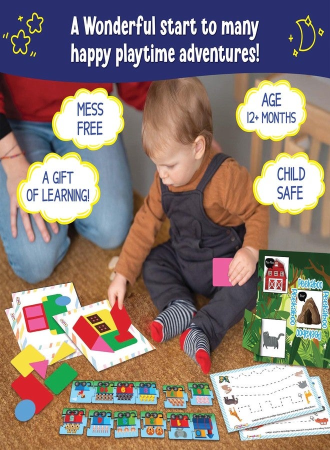 SparkLPlay Activity Box for 1 Year Old Boys & Girls | Birthday Gift for 1 Year Old | 5 Fun Filled Skill Building Activities - Numbers, Colors, Shapes, Peekaboo-Animals, Line Tracing - Image 2